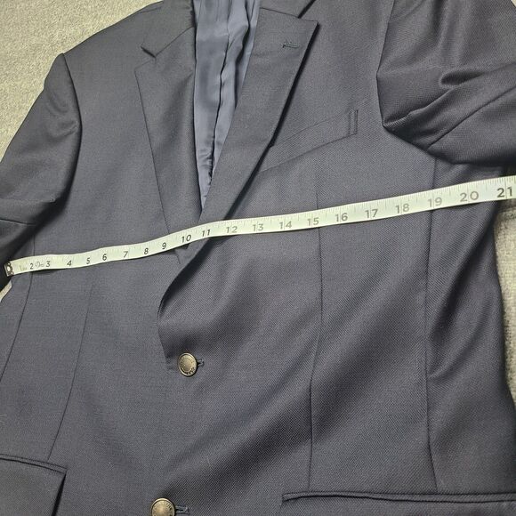 Jos A Bank Blazer Mens 40 Long Navy Blue Tailored Fit Wool Traveler's Collection - Picture 4 of 10